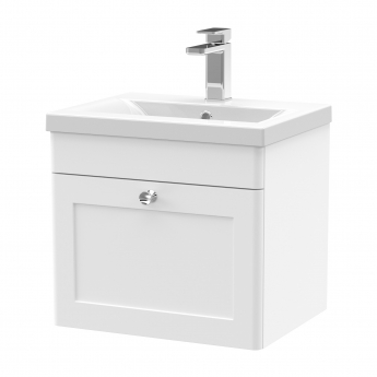 Classique 500mm 1-Drawer Wall Hung Vanity Unit with Ceramic Basin