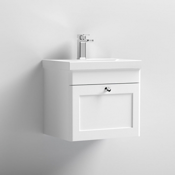Classique 500mm 1-Drawer Wall Hung Vanity Unit with Ceramic Basin