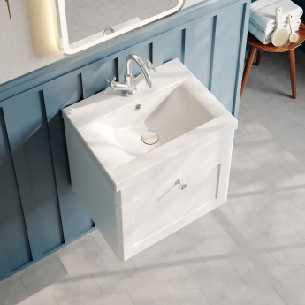 Nuie Classique Wall Hung 1-Drawer Vanity Unit with Basin-1 500mm Wide - Satin White | Product Image