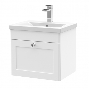 Nuie Classique Wall Hung 1-Drawer Vanity Unit with Basin-1 500mm Wide - Satin White