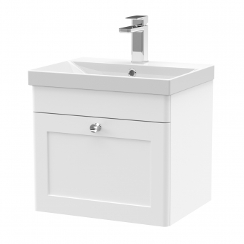 Nuie Classique Wall Hung 1-Drawer Vanity Unit with Basin-3 500mm Wide - Satin White