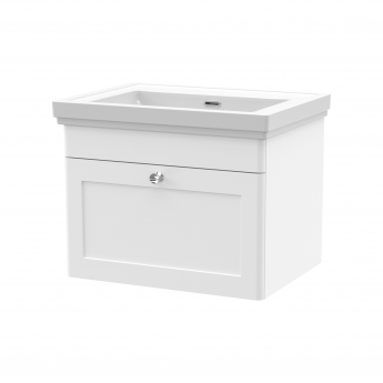 Classique 600mm 1-Drawer Wall Hung Vanity Unit with Fireclay Basin