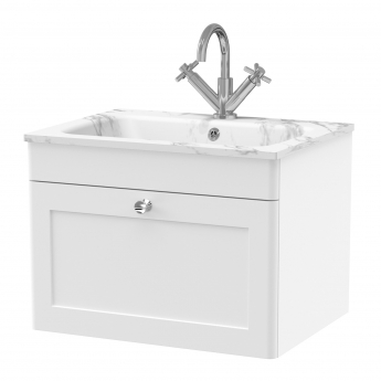 Classique 600mm 1-Drawer Wall Hung Vanity Unit with Stone Basin