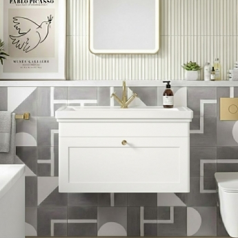 Classique 800mm 1-Drawer Wall Hung Vanity Unit with Fireclay Basin