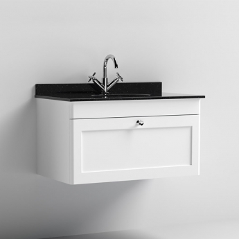 Nuie Classique Marble Top 800mm 1-Drawer Wall Hung Vanity Unit