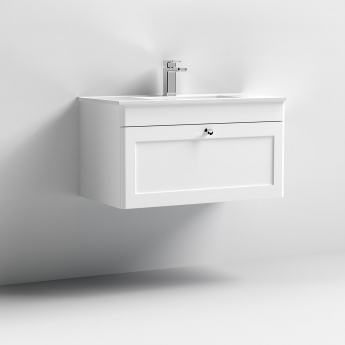 Classique 800mm 1-Drawer Wall Hung Vanity Unit with Ceramic Basin
