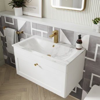 Classique 800mm 1-Drawer Wall Hung Vanity Unit with Stone Basin