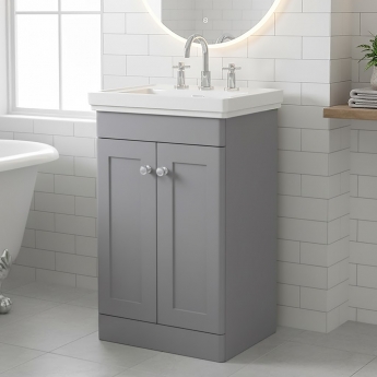 Classique 500mm 2-Door Floor Standing Vanity Unit with Premium Fireclay Basin