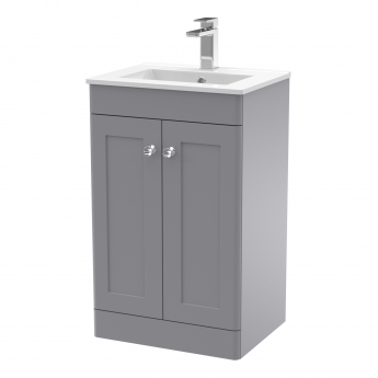 Nuie Classique Floor Standing 2-Door Vanity Unit with Basin-2 500mm Wide - Satin Grey