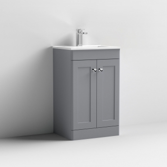 Nuie Classique Floor Standing 2-Door Vanity Unit with Basin-2 500mm Wide - Satin Grey