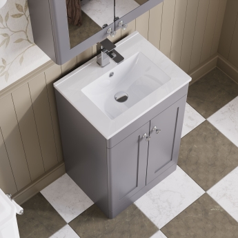 Nuie Classique Floor Standing 2-Door Vanity Unit with Basin-2 500mm Wide - Satin Grey | Product Image