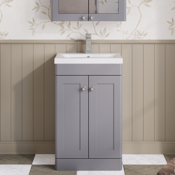 Classique 500mm 2-Door Floor Standing Vanity Unit with Ceramic Basin | Product Image
