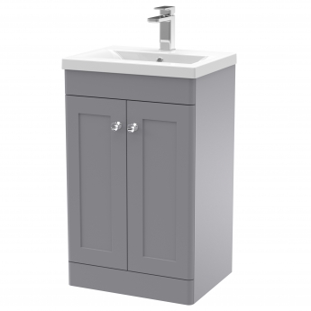 Nuie Classique Floor Standing 2-Door Vanity Unit with Basin-1 500mm Wide - Satin Grey