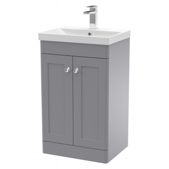 Nuie Classique Floor Standing 2-Door Vanity Unit with Basin-3 500mm Wide - Satin Grey