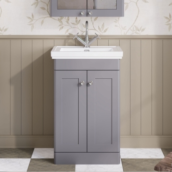 Classique 500mm 2-Door Floor Standing Vanity Unit with Premium Fireclay Basin | Product Image