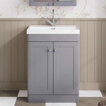 Classique 600mm 2-Door Floor Standing Vanity Unit with Ceramic Basin | Product Image