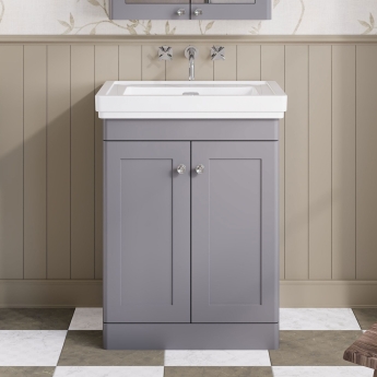 Classique 600mm 2-Door Floor Standing Vanity Unit with Fireclay Basin | Product Image