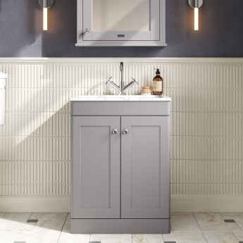 Classique 600mm 2-Door Floor Standing Vanity Unit with Stone Basin | Product Image