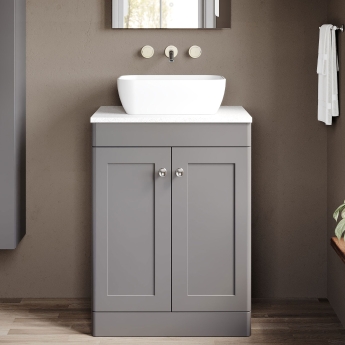 Classique 600mm 2-Door Floor Standing Vanity Unit with Countertop | Product Image