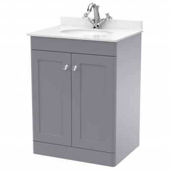 Classique 600mm 2-Door Floor Standing Vanity Unit with Marble Top Basin