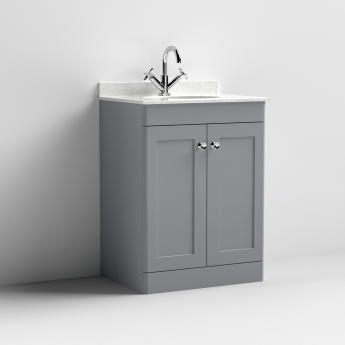 Classique 600mm 2-Door Floor Standing Vanity Unit with Marble Top Basin