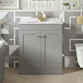 Classique 600mm 2-Door Floor Standing Vanity Unit with Marble Top Basin