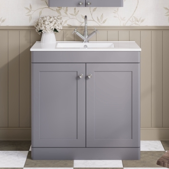 Classique 800mm 2-Door Floor Standing Vanity Unit with Ceramic Basin | Product Image