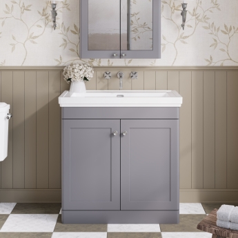 Classique 800mm 2-Door Floor Standing Vanity Unit with Fireclay Basin | Product Image
