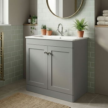 Classique 800mm 2-Door Floor Standing Vanity Unit with Stone Basin