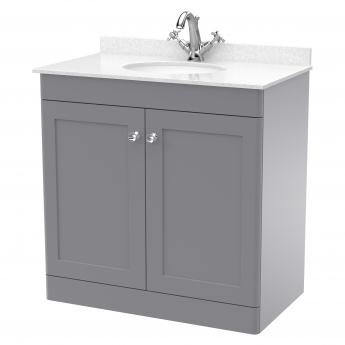 Classique 800mm 2-Door Floor Standing Vanity Unit with Marble Top Basin