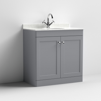 Classique 800mm 2-Door Floor Standing Vanity Unit with Marble Top Basin