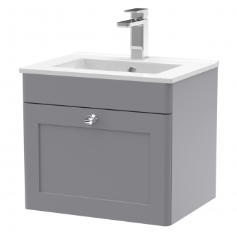 Nuie Classique Wall Hung 1-Drawer Vanity Unit with Basin-2 500mm Wide - Satin Grey