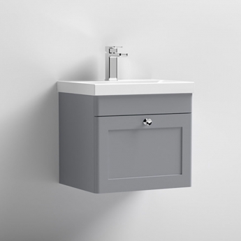 Classique 500mm 1-Drawer Wall Hung Vanity Unit with Ceramic Basin