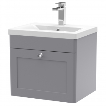 Nuie Classique Wall Hung 1-Drawer Vanity Unit with Basin-1 500mm Wide - Satin Grey