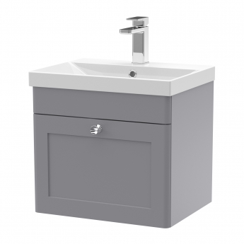 Nuie Classique Wall Hung 1-Drawer Vanity Unit with Basin-3 500mm Wide - Satin Grey