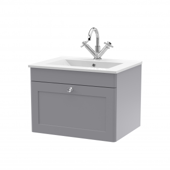 Classique 600mm 1-Drawer Wall Hung Vanity Unit with Ceramic Basin