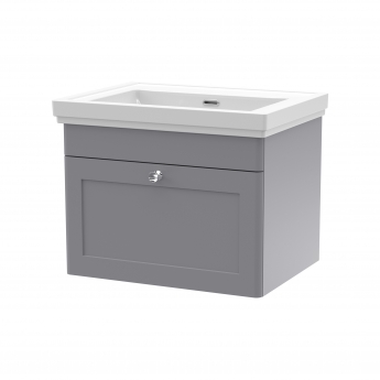 Classique 600mm 1-Drawer Wall Hung Vanity Unit with Fireclay Basin