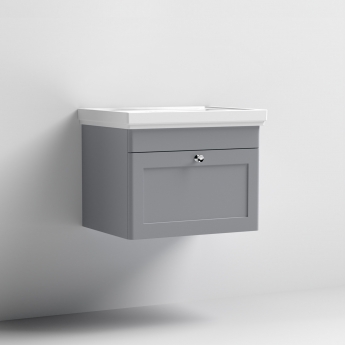 Classique 600mm 1-Drawer Wall Hung Vanity Unit with Fireclay Basin