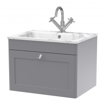 Classique 600mm 1-Drawer Wall Hung Vanity Unit with Stone Basin