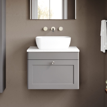 Classique 600mm 1-Drawer Wall Hung Vanity Unit with Countertop | Product Image