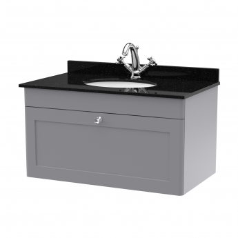 Classique 800mm 1-Drawer Wall Hung Vanity Unit with Marble Top Basin