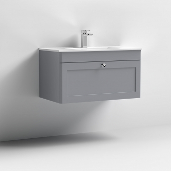 Classique 800mm 1-Drawer Wall Hung Vanity Unit with Ceramic Basin