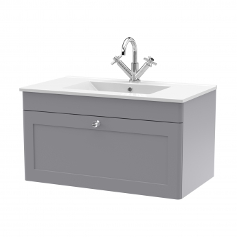 Classique 800mm 1-Drawer Wall Hung Vanity Unit with Ceramic Basin