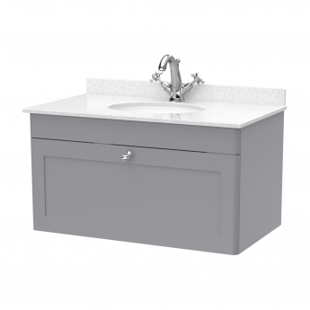 Classique 800mm 1-Drawer Wall Hung Vanity Unit with Marble Top Basin