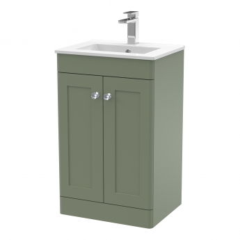 Nuie Classique Floor Standing 2-Door Vanity Unit with Basin-2 500mm Wide - Satin Green
