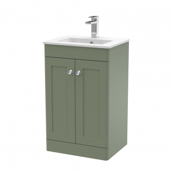 Nuie Classique Floor Standing 2-Door Vanity Unit with Basin-2 500mm Wide - Satin Green