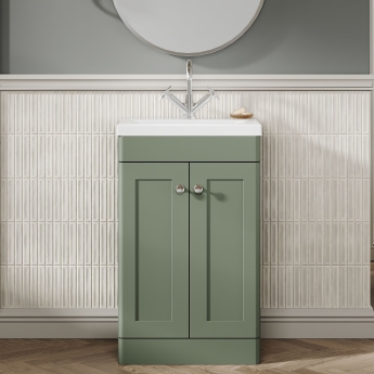 Classique 500mm 2-Door Floor Standing Vanity Unit with Ceramic Basin | Product Image