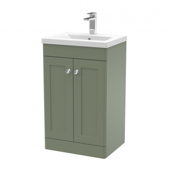 Nuie Classique Floor Standing 2-Door Vanity Unit with Basin-1 500mm Wide - Satin Green