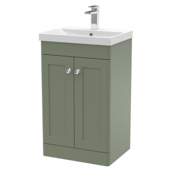 Nuie Classique Floor Standing 2-Door Vanity Unit with Basin-3 500mm Wide - Satin Green