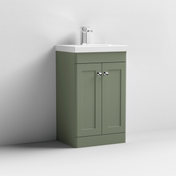 Nuie Classique Floor Standing 2-Door Vanity Unit with Basin-3 500mm Wide - Satin Green